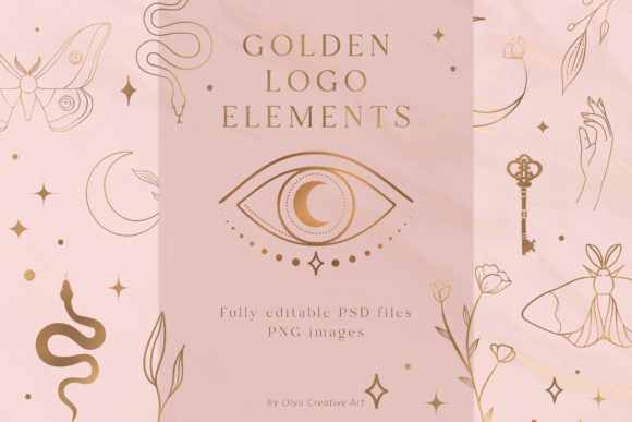 Golden Logo Elements: Mystic Graphics for Your Handmade Business