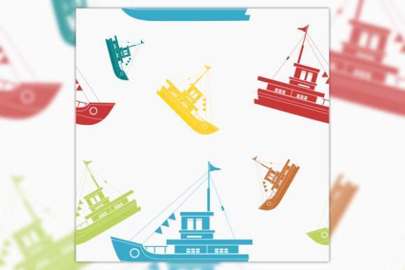Side View Ship Seamless Pattern Graphics for Crafts